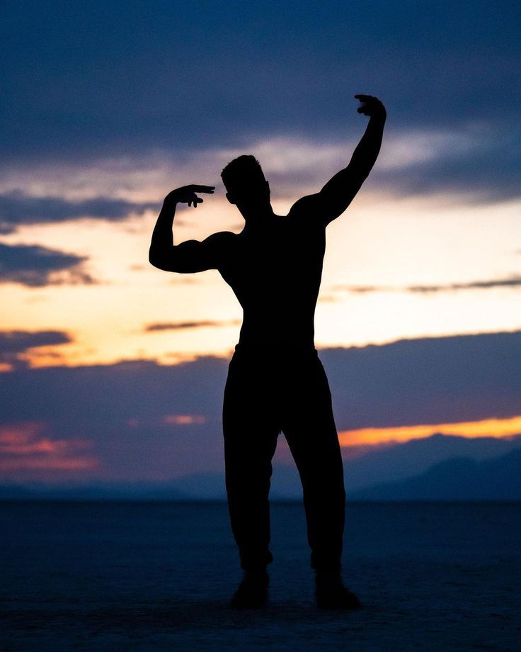 After - Strong silhouette of an athlete